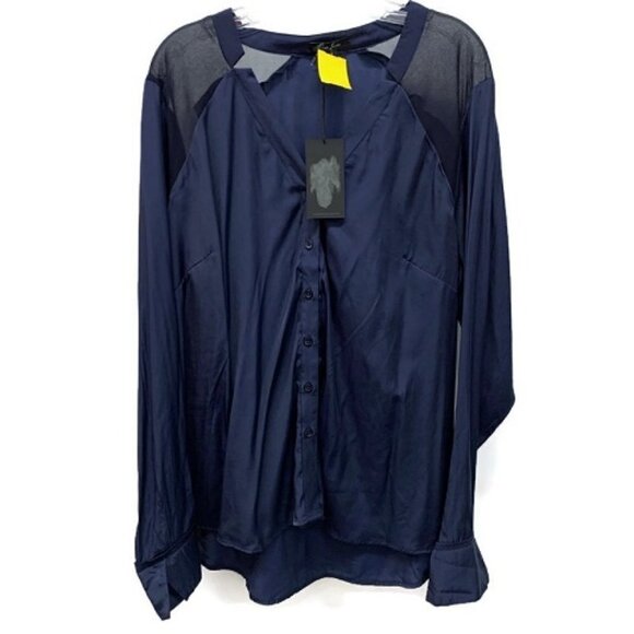 Poetic Justice Navy Blouse - Picture 1 of 3